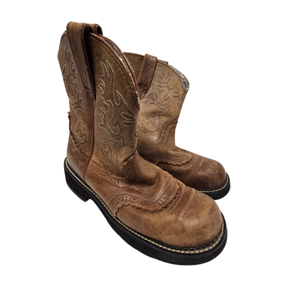 Ariat Fatbaby Leather Boots Womens 9B Western Saddle Brown Rodeo Work Boot